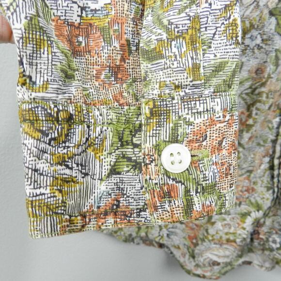 Vtg Bill Blass English Floral Shirt Sz L‎ Lace Trim Collar Long Sleeve Button Up - Picture 7 of 11